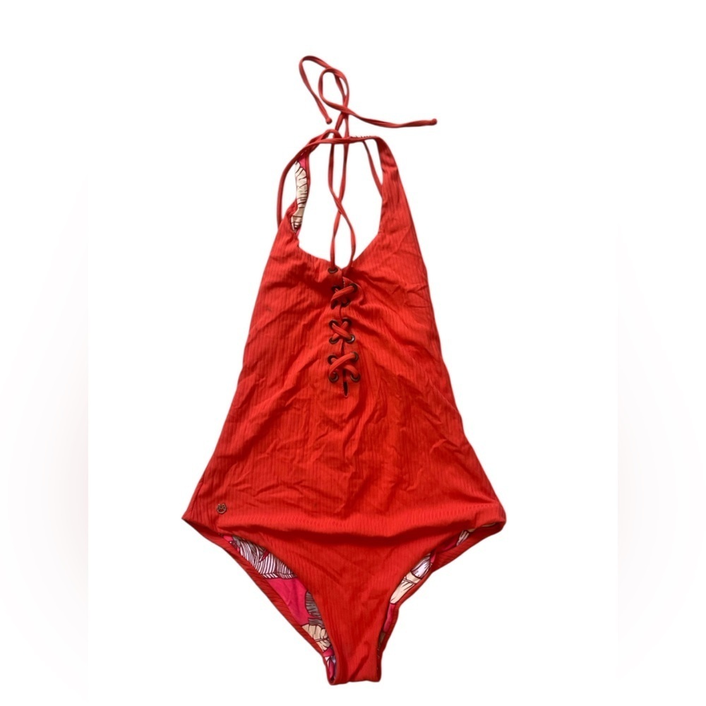 Maaji women’s reversible one piece Lace-Up halter Swimsuit
